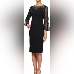 Alex Evenings Black Dress with Mesh Detail